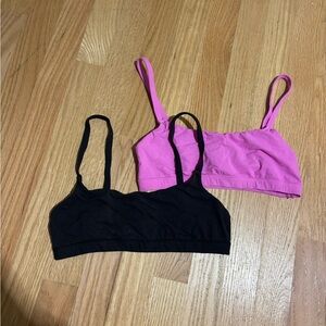 SKIMS Pink and Black Bandeau Set Scoop Bralettes